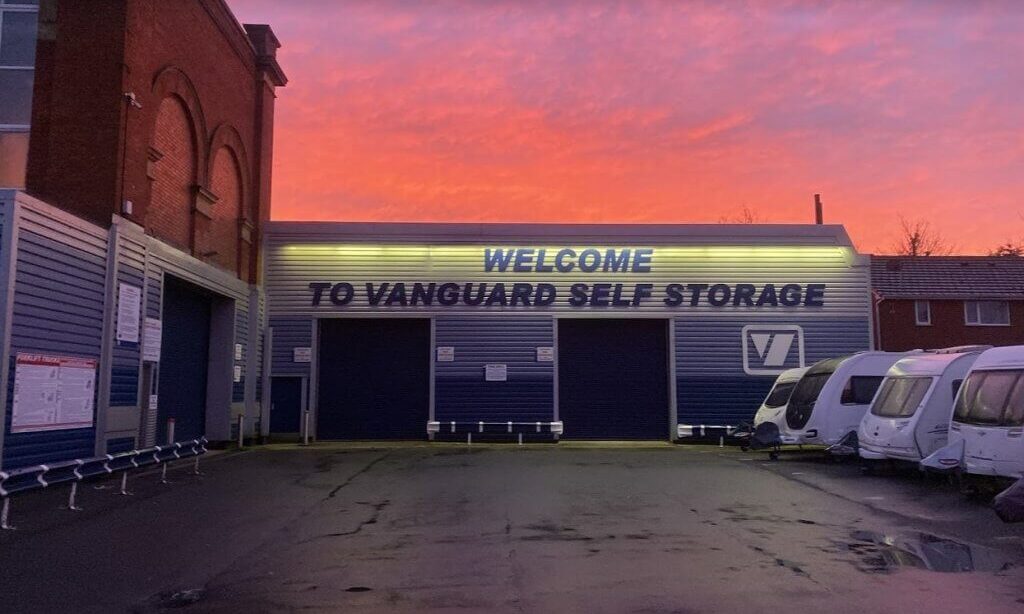 A photo showing the exterior of the Vanguard Storage branch in Salford.