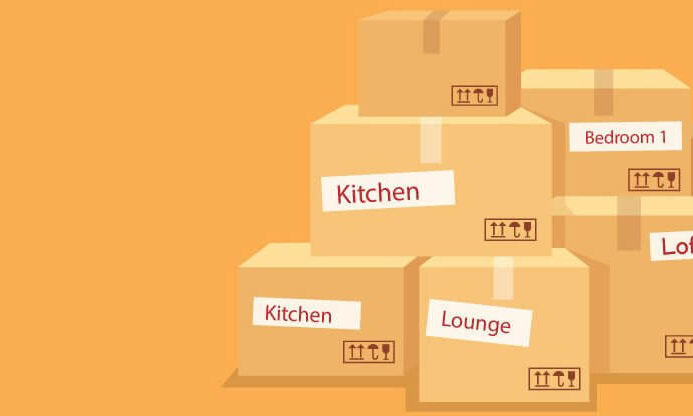 A graphic showing labelled moving boxes.