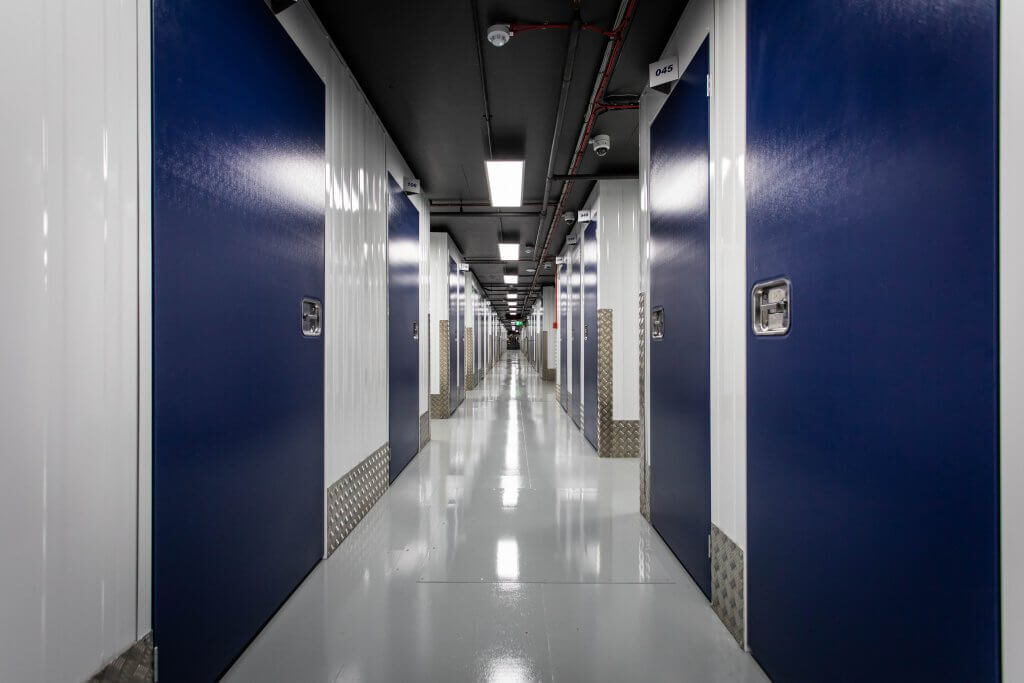 A photo of an hallway in one of the Vanguard Self Storage branches.
