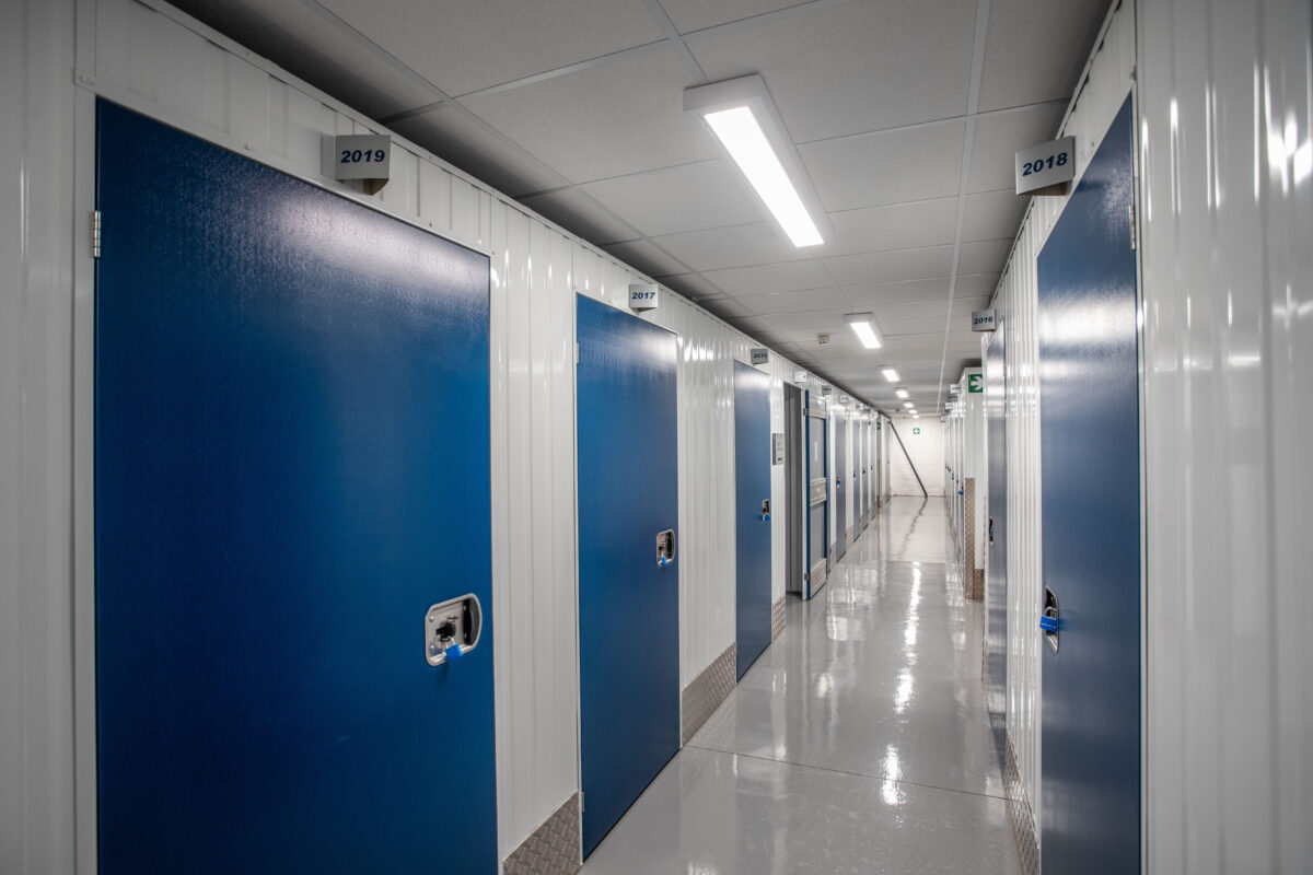 An interior shot of a hallway in one of the Vanguard Self Storage branches.