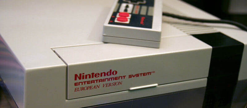 A photo showing an old Nintendo console.