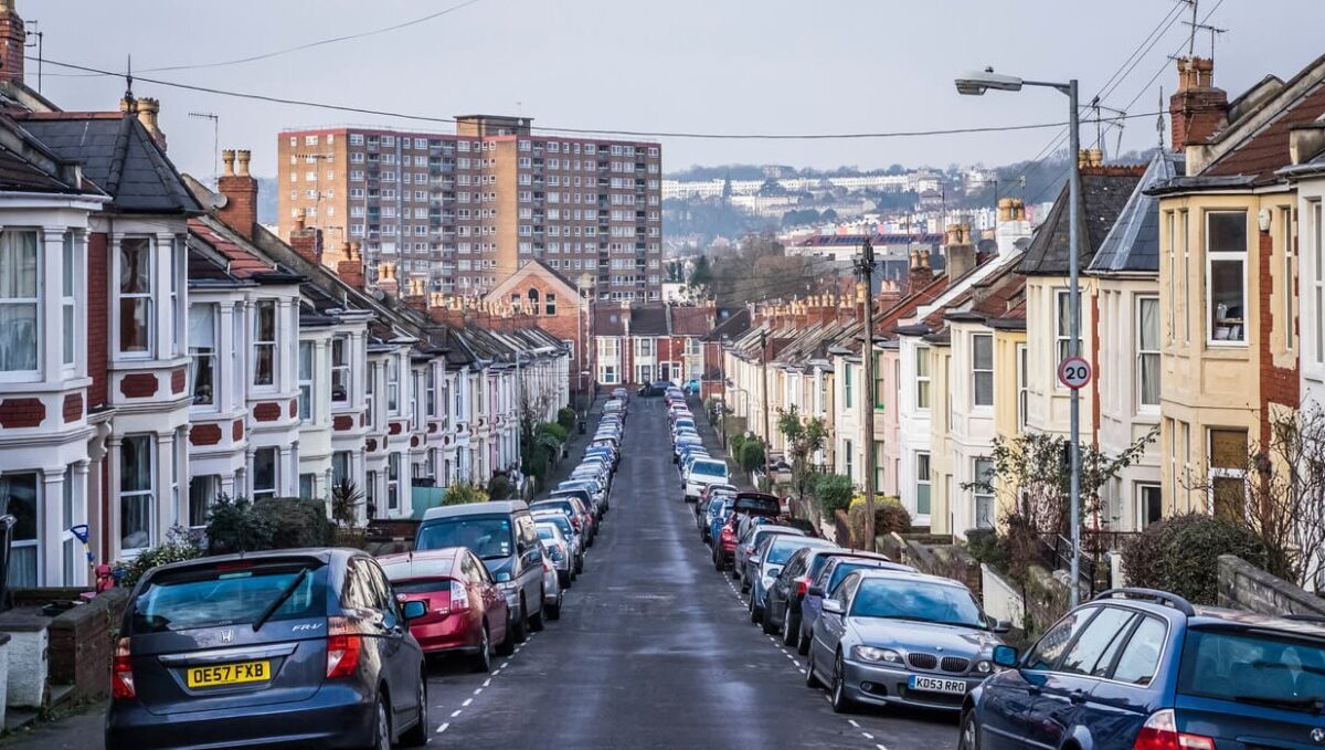 A photo of a residential street in Bristol, where Vanguard have a self storage branch.