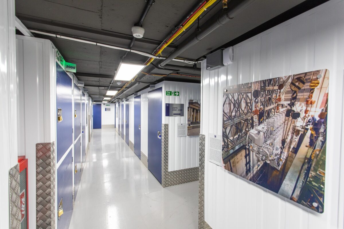 Vanguard Storage Oxford Circus branch, corridor with picture on the wall