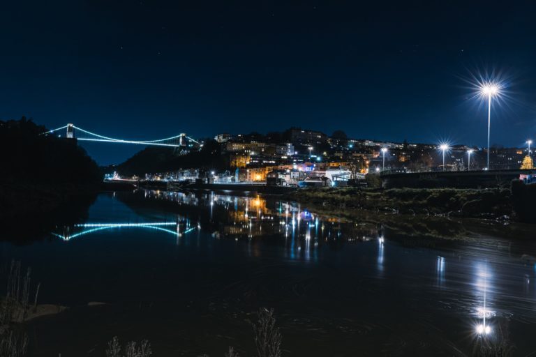 A photo showing a night view of Bristol, where vanguard has a self storage branch.