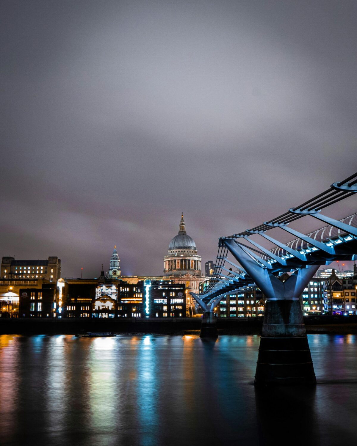 A photo showing the Millennium bridge in London with St Paul's Cathedral in the background.