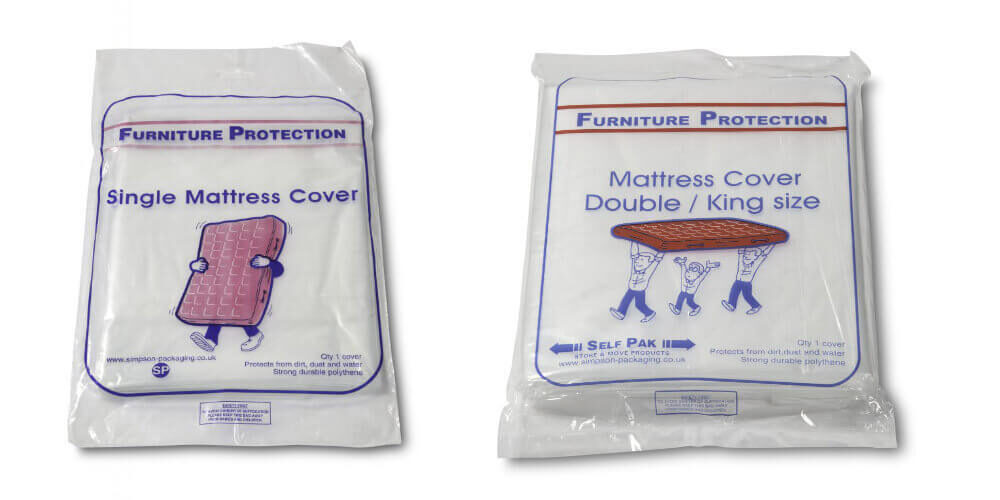 A photo showing plastic furniture covers for moving, available to buy from Vanguard's packing materials.