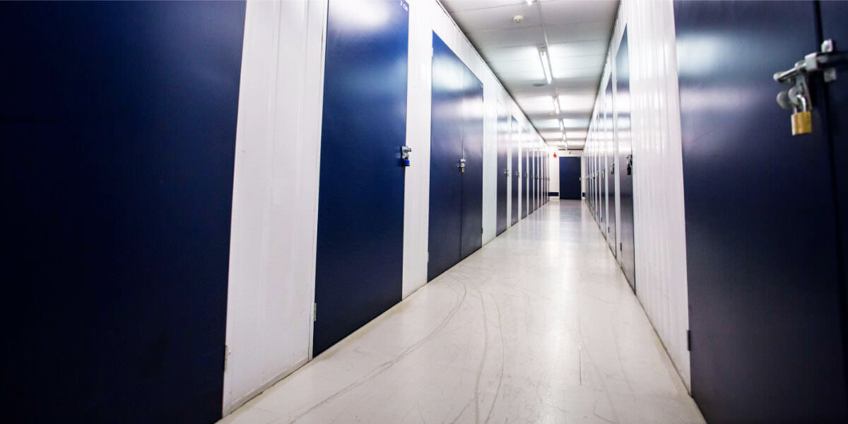 A photo of the hallways at Vanguard's self storage branch in Ealing.
