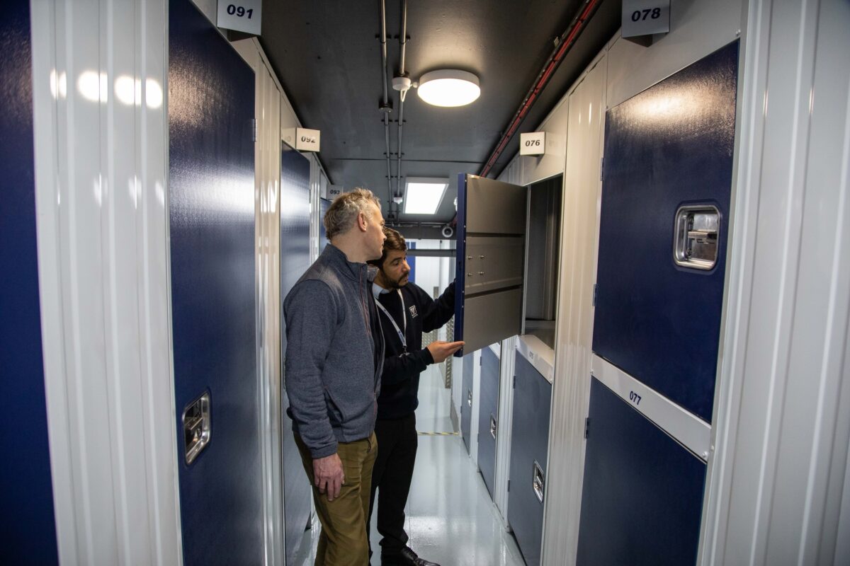 Vanguard Storage Soho interior with customer and staff member