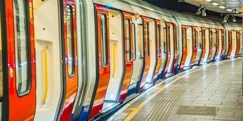 A photo showing a London tube train with the doors open.