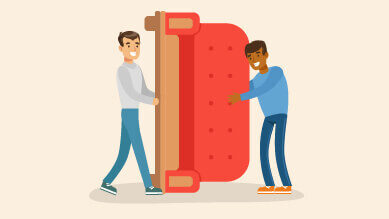 A graphic showing two men moving a sofa.