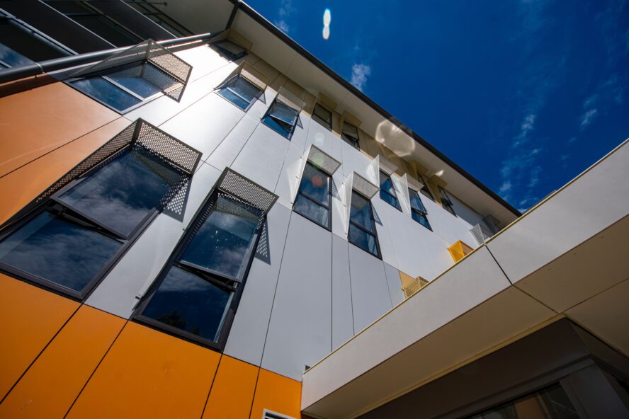 A photo showing the exterior of a student accommodation building.